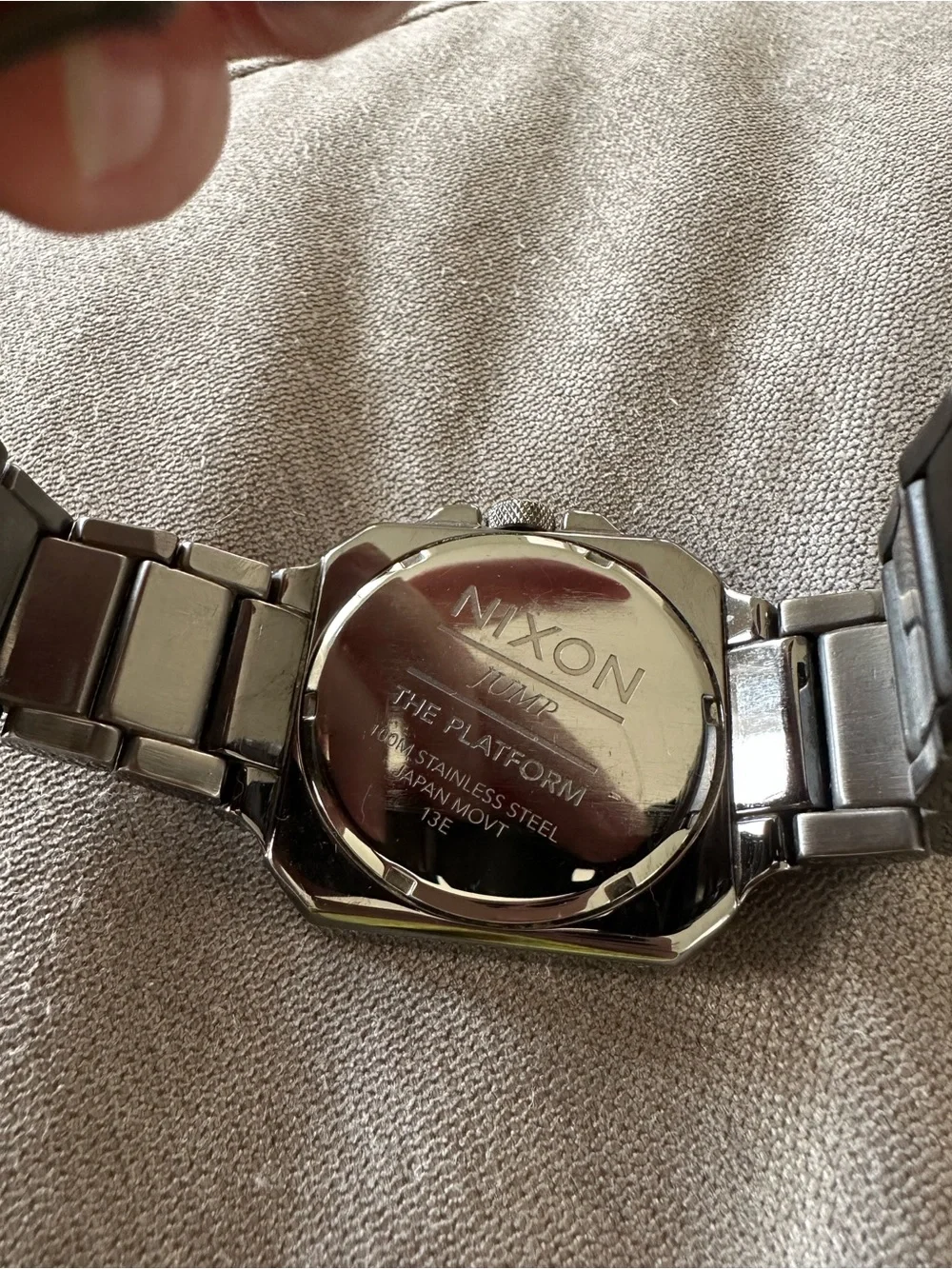 Nixon Men's “JUMP” The Platform Silver Stainless Steel Square Watch
